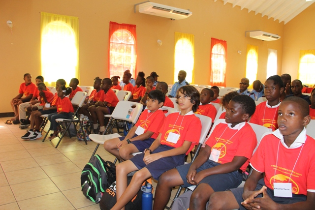 A section of participants at the opening ceremony of the St. Kitts and Nevis Fire and Rescue Service, Nevis Division 15th Annual Summer Safety Programme at the Jessups Community Centre on July 03, 2017